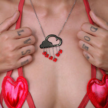 Load image into Gallery viewer, LOVE RAIN CLOUD NECKLACE with red or blue hearts
