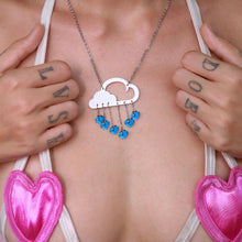 Load image into Gallery viewer, LOVE RAIN CLOUD NECKLACE with red or blue hearts