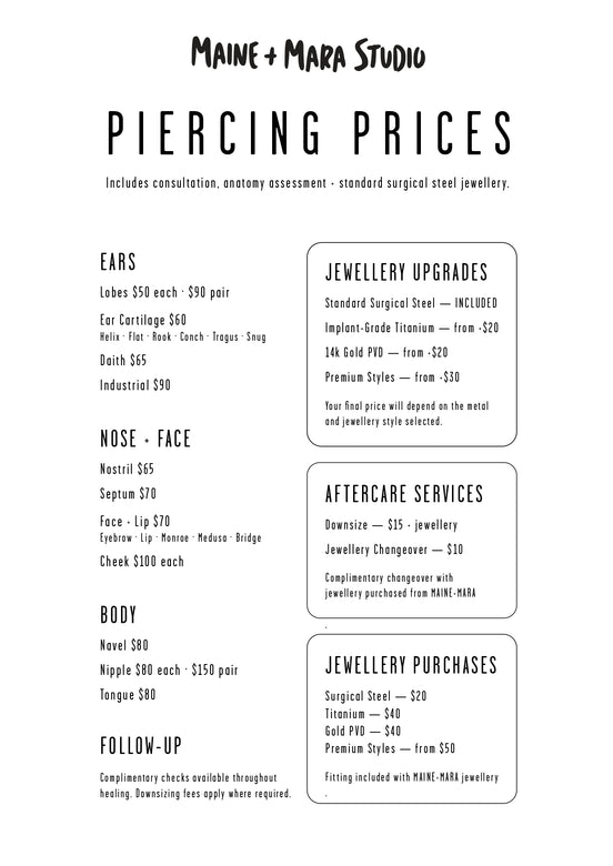PIERCING APPOINTMENTS - Deposit