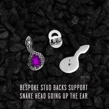Load image into Gallery viewer, MEDUSA Silver Snake Ear Crawlers | Amethyst or Ruby Gem