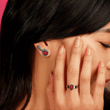 Load image into Gallery viewer, MEDUSA Silver Snake Ear Crawlers | Amethyst or Ruby Gem