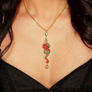 MEDUSA Gold Snake Necklace | Ruby Red