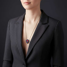 Load image into Gallery viewer, MEDUSA Silver Snake Necklace | Onyx Black Marble + Ruby