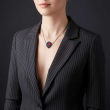 Load image into Gallery viewer, MEDUSA Silver Snake Necklace | Onyx Black Marble + Ruby