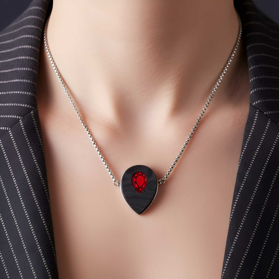 MEDUSA Silver Snake Necklace | Onyx Black Marble + Ruby