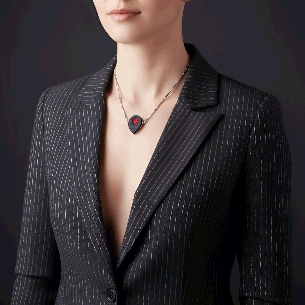 MEDUSA Silver Snake Necklace | Onyx Black Marble + Ruby