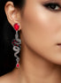 MEDUSA Silver Dangle Snake Stud Earrings | Ruby + Onyx