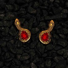 Load image into Gallery viewer, MEDUSA Gold Snake Ear Crawlers | Mirrored Teal or Ruby Gem