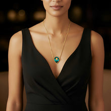 Load image into Gallery viewer, MEDUSA Gold Droplet Necklace | Gold-Flecked Teal Marble