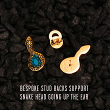 Load image into Gallery viewer, MEDUSA Gold Snake Ear Crawlers | Mirrored Teal or Ruby Gem