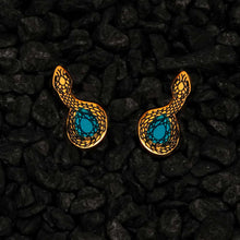 Load image into Gallery viewer, MEDUSA Gold Snake Ear Crawlers | Mirrored Teal or Ruby Gem