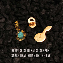 Load image into Gallery viewer, MEDUSA Gold Snake Ear Crawlers | Gold-Flecked Teal Marble