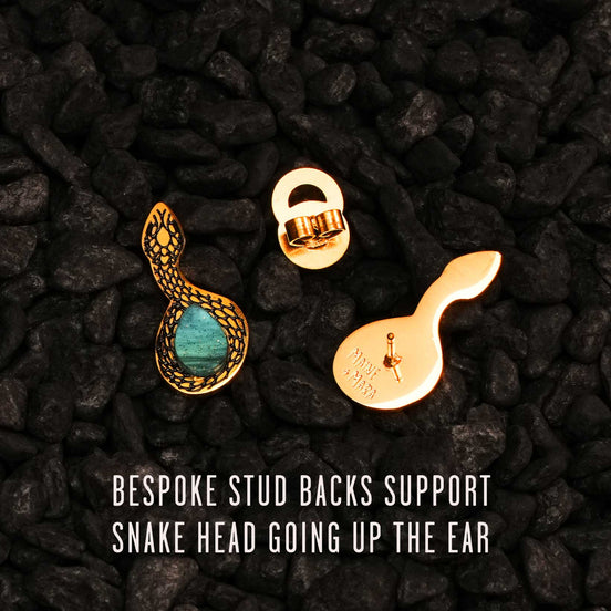 MEDUSA Gold Snake Ear Crawlers | Gold-Flecked Teal Marble