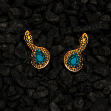 Load image into Gallery viewer, MEDUSA Gold Snake Ear Crawlers | Mirrored Teal or Ruby Gem