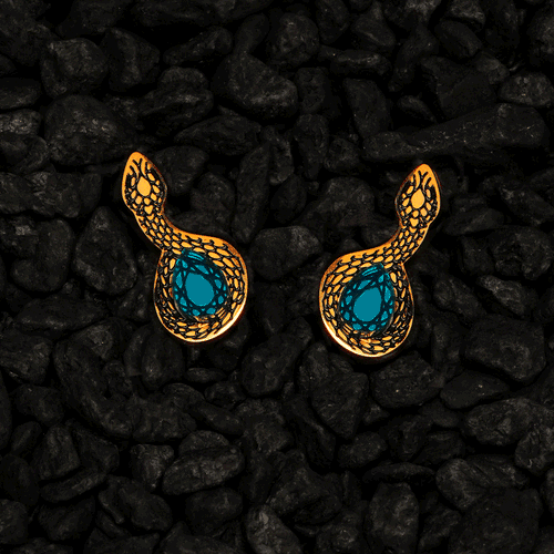 MEDUSA Gold Snake Ear Crawlers | Mirrored Teal or Ruby Gem