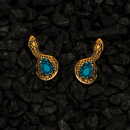 MEDUSA Gold Snake Ear Crawlers | Mirrored Teal or Ruby Gem