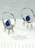 CLEOPATRA SUNBURST DROP HOOP EARRINGS | Silver