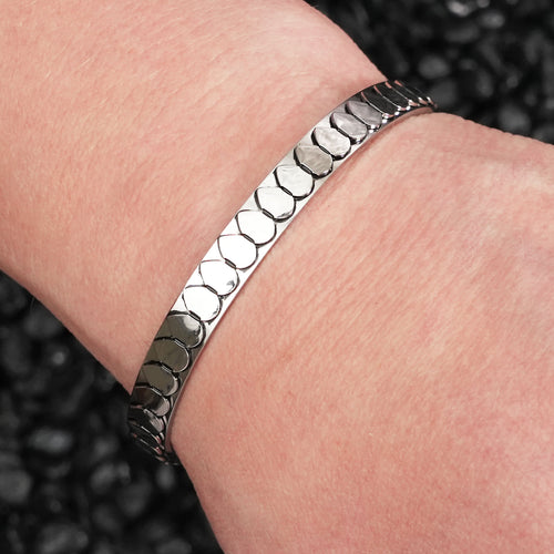 CLEOPATRA SNAKE SCALE CUFF | Silver Adjustable bracelet