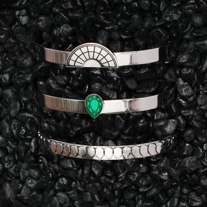 CLEOPATRA STACKABLE CUFF BRACELET SETS | Silver