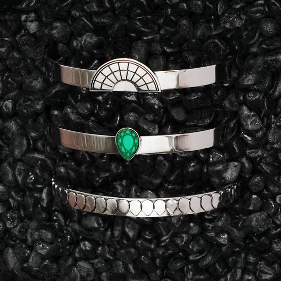 CLEOPATRA STACKABLE CUFF BRACELET TRIO SETS | Silver - SAVE $38