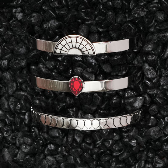 CLEOPATRA STACKABLE CUFF BRACELET TRIO SETS | Silver - SAVE $38