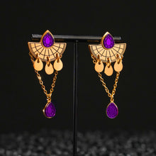 Load image into Gallery viewer, CLEOPATRA STACKABLE STUDS | Gold with Ruby or Teal Gems
