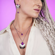 CLEOPATRA STACKABLE STUDS | Silver with Ruby, Amethyst or Emerald gems