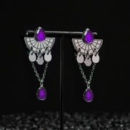 CLEOPATRA STACKABLE STUDS | Silver with Ruby, Amethyst or Emerald gems