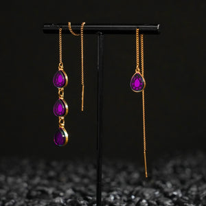 CLEOPATRA MISMATCHED GEM THREADER  EARRINGS | Gold