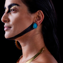 Load image into Gallery viewer, CLEOPATRA STATEMENT STACKABLE STUDS DANGLES| Teal and Gold