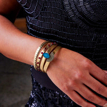 Load image into Gallery viewer, CLEOPATRA STACKABLE CUFF BRACELETS| Teal and Gold
