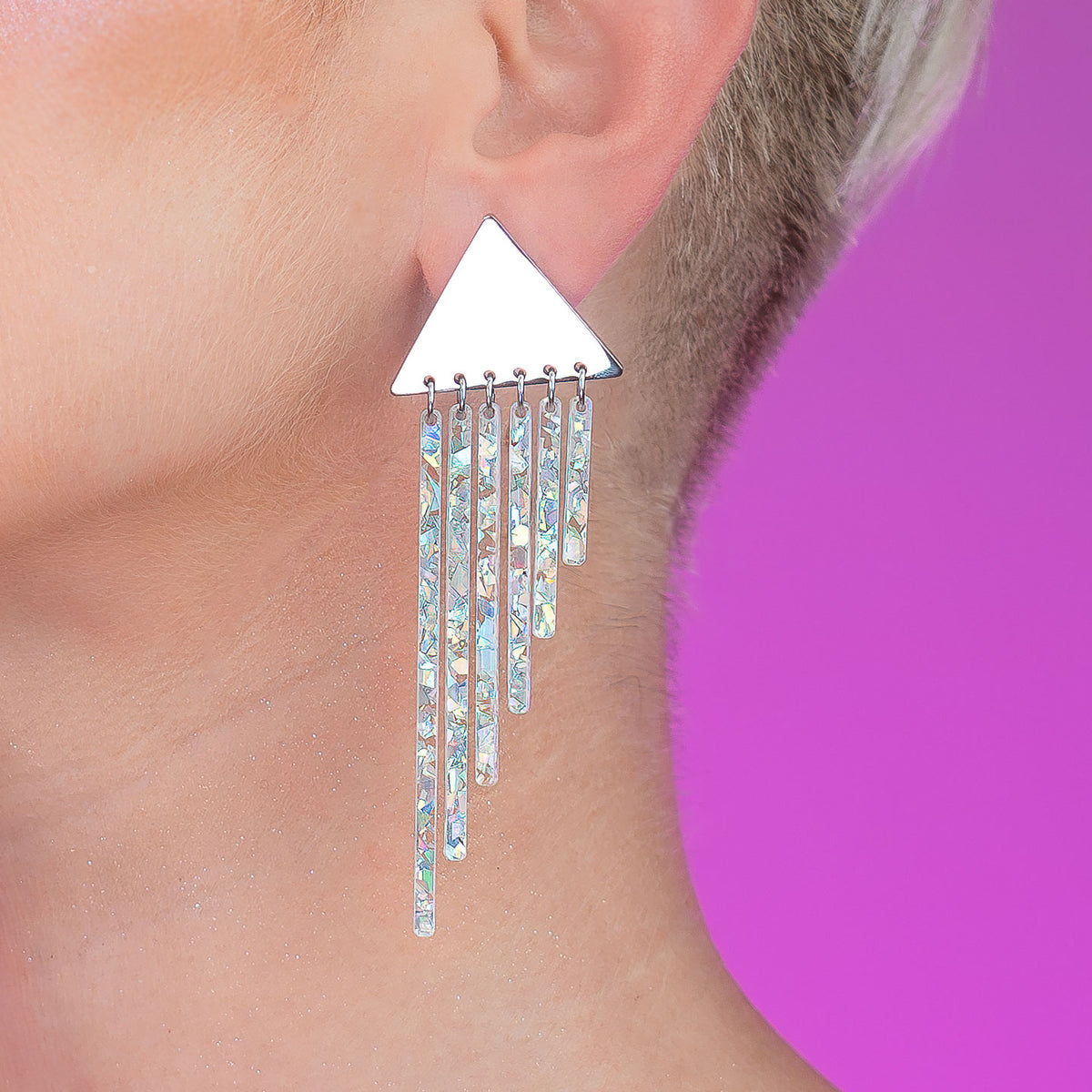 ICY CHIMES Silver Clip-on + Studs Earrings