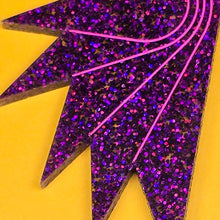 Load image into Gallery viewer, SPREAD YOUR WINGS I Glittery Purple Art Deco Wing Studs
