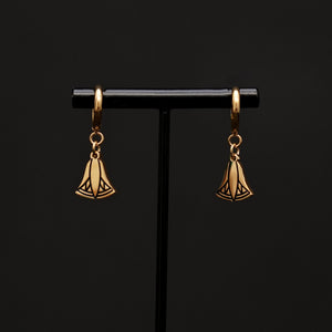 CLEOPATRA CHARMED HUGGIE HOOPS | Gold Egyptian Lotus