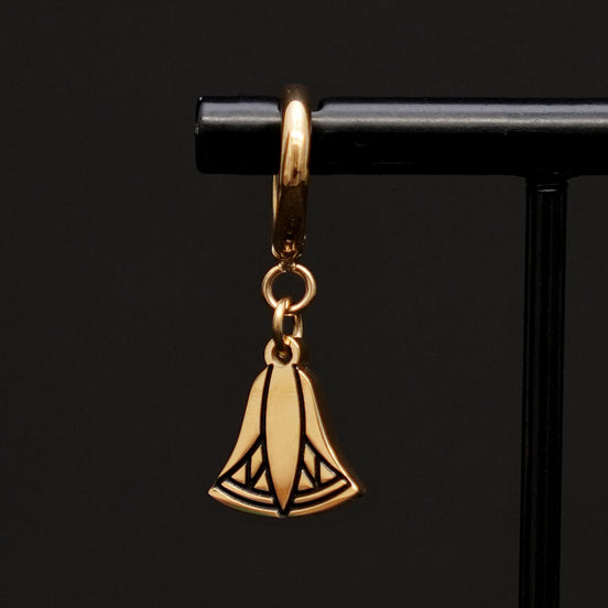 CLEOPATRA CHARMED HUGGIE HOOPS | Gold Egyptian Lotus