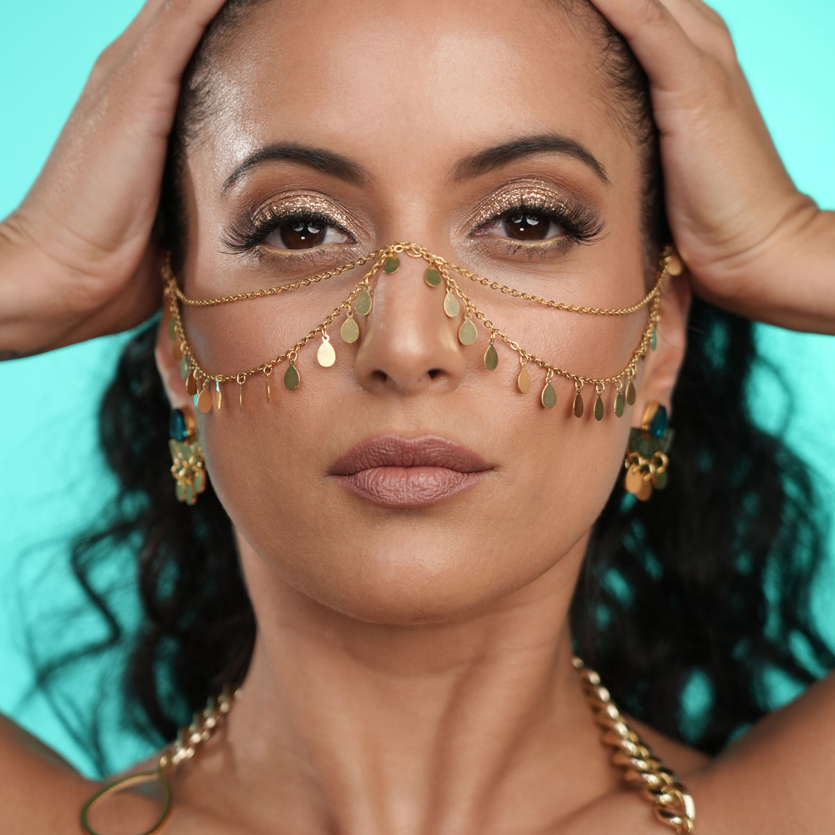 RYTHYM OF RA Necklace + Head piece + Face Chain | Gold
