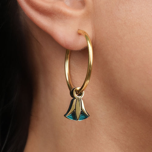 CLEOPATRA LOTUS CHARMED HOOPS | Gold