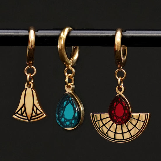 CLEOPATRA HUGGIE HOOPS | Mismatched Gold Trio