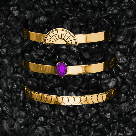 CLEOPATRA STACKABLE CUFF BRACELET TRIO SETS | Gold - SAVE $48