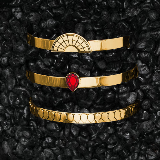 CLEOPATRA STACKABLE CUFF BRACELET TRIO SETS | Gold - SAVE $48