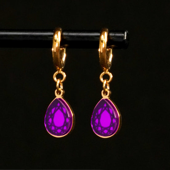 CLEOPATRA GEM DROP HUGGIE HOOPS | Gold