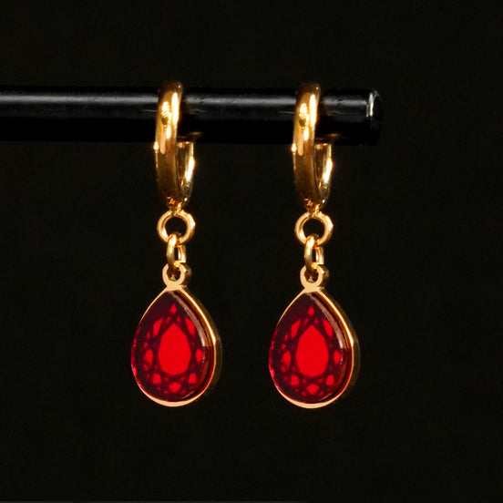 CLEOPATRA GEM DROP HUGGIE HOOPS | Gold