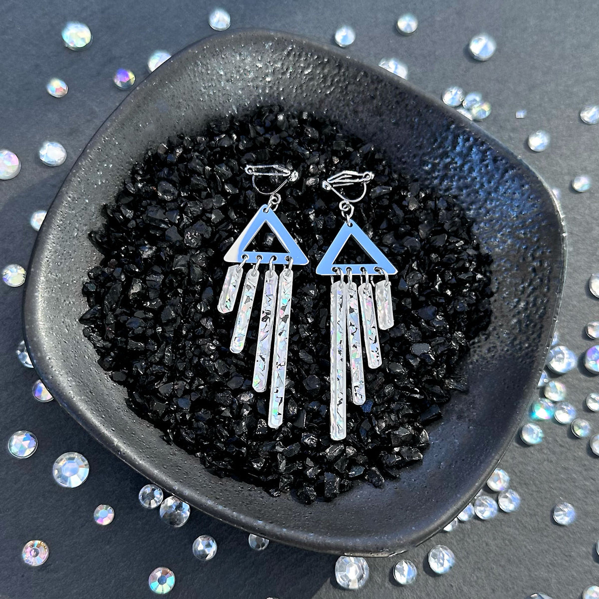 ICY CHIMETTES Silver Clip-on + Hook Earrings
