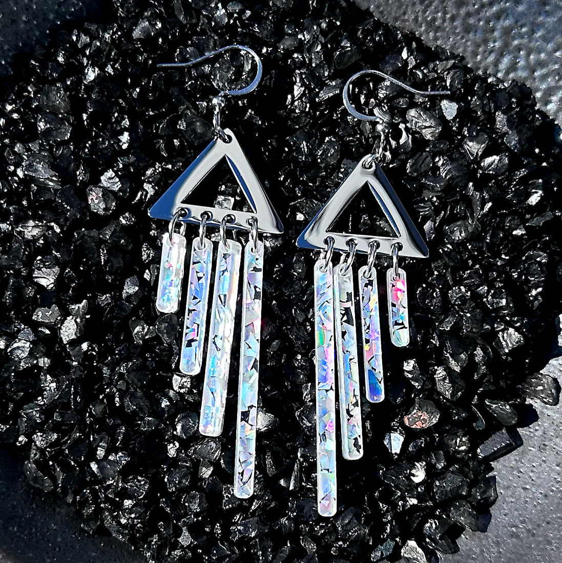ICY CHIMETTES Silver Clip-on + Hook Earrings
