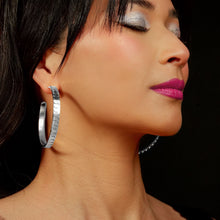 Load image into Gallery viewer, SILVER SNAKE SCALE Large Hoop Earrings