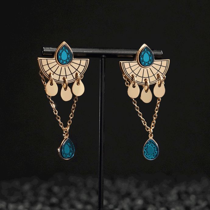 CLEOPATRA SMALL STACKABLE DANGLES| Gold with Ruby or Teal Gems