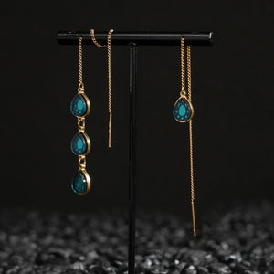 CLEOPATRA MISMATCHED GEM THREADER  EARRINGS | Gold