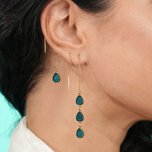 CLEOPATRA MISMATCHED GEM THREADER  EARRINGS | Gold