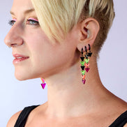NEON RETROWAVE TRIANGLE HUGGIE HOOPS