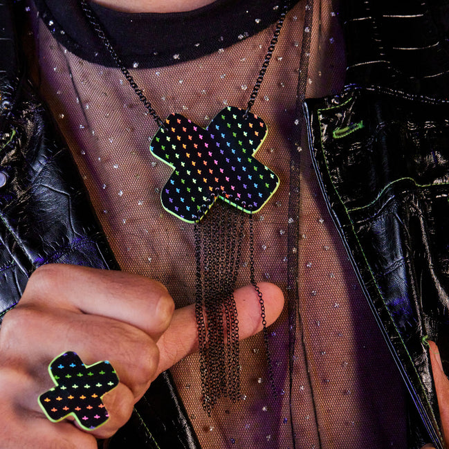 NEON RAINBOW BIG KISSES + KINKS NECKLACE